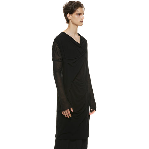 JULIUS 937CUM9 Black / Drop Neck Drape Top