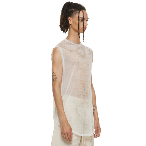 JULIUS 937CUM30-P Off White / Sheer Sleeve Less Top