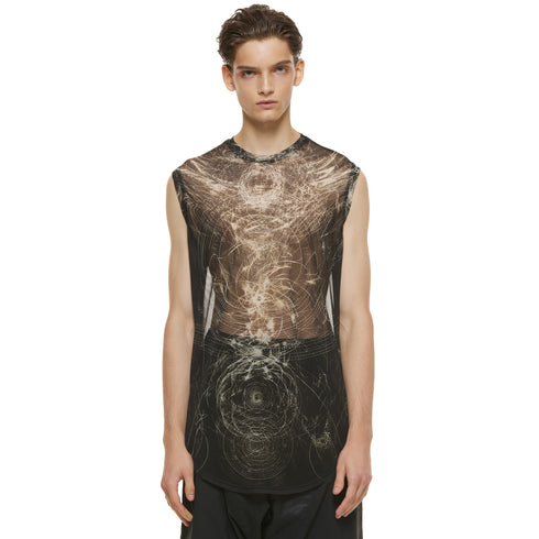 JULIUS 937CUM30-P Black / Sheer Sleeve Less Top