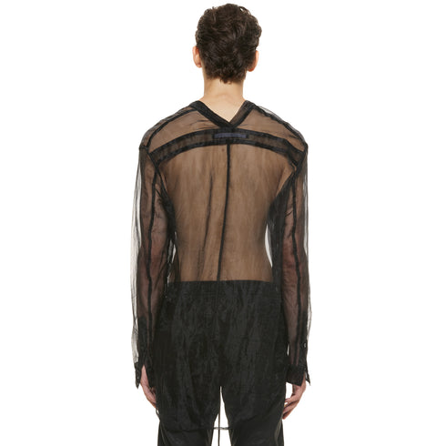 JULIUS 937SHM8 Black / Slit Neck Shirt
