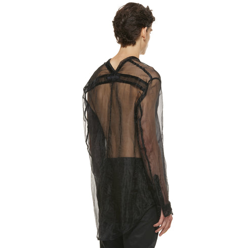 JULIUS 937SHM8 Black / Slit Neck Shirt