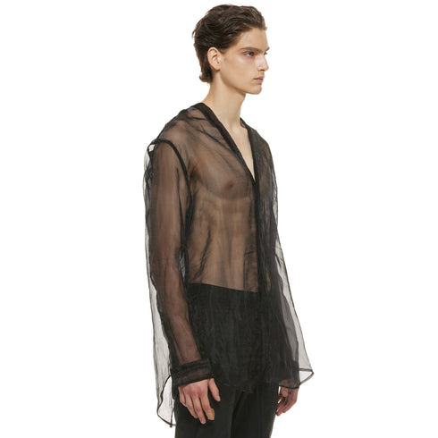 JULIUS 937SHM8 Black / Slit Neck Shirt