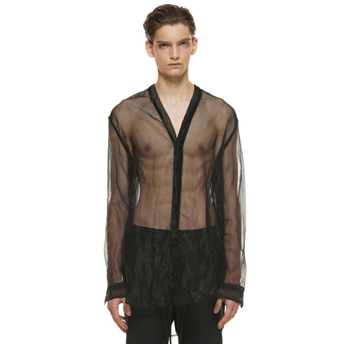 JULIUS 937SHM8 Black / Slit Neck Shirt