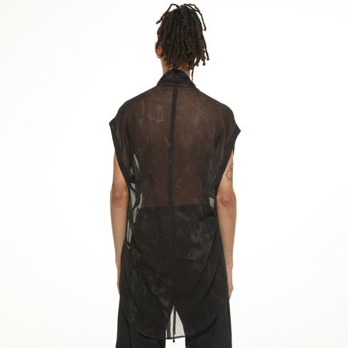 JULIUS 937SHM10 Black / Slit Neck Shirt