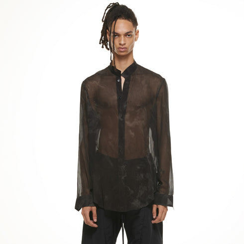 JULIUS 937SHM11 Black / Stand Collar Shirt