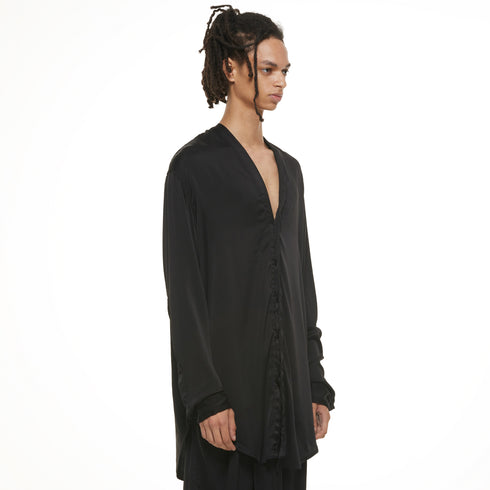 JULIUS 937SHM3 Black / Slit Neck Shirt