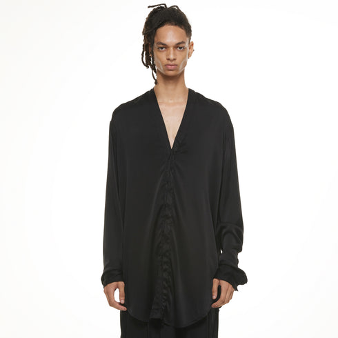 JULIUS 937SHM3 Black / Slit Neck Shirt