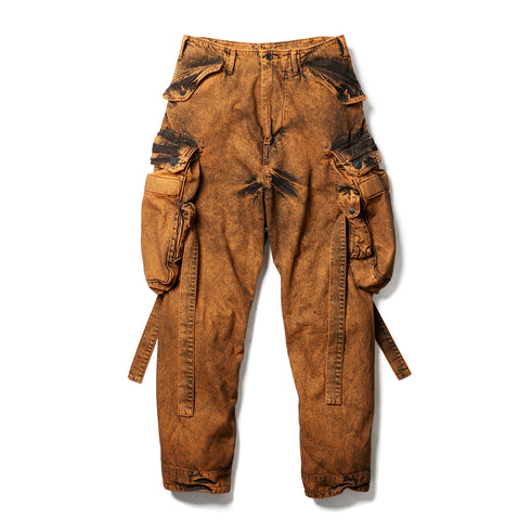 JULIUS 077PAM1 Orange / Gasmask Cargo Pants