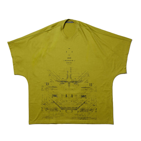 JULIUS 907CPM2 Acid Green / Europa Graphic Oversized T-Shirt