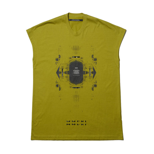JULIUS 907CPM3 Acid Green / Europa Graphic Sleeveless T-Shirt