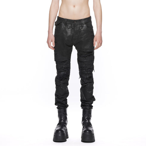 JULIUS 917PAM2-C Black / Destroyed Biker Pants