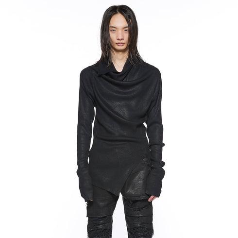 JULIUS 917KNM2-C Black / Cowl Neck Knit Top