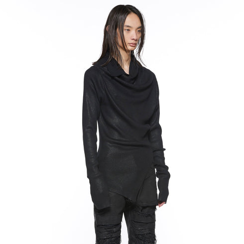 JULIUS 917KNM2-C Black / Cowl Neck Knit Top