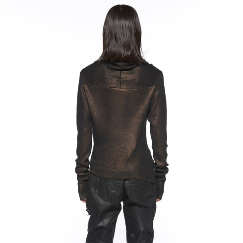 JULIUS 917KNM2-C Dark Brown / Cowl Neck Knit Top