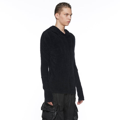 JULIUS 917KNM6 Black / Seamed Skinny Hoodie