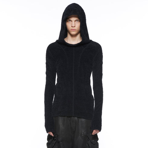 JULIUS 917KNM6 Black / Seamed Skinny Hoodie