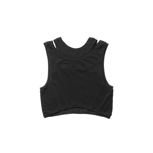 JULIUS 937CUM22 Black / Layered Neck Cropped Top