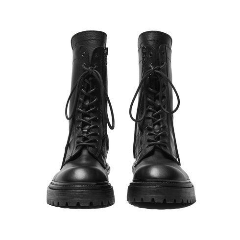 JULIUS 957FWM2 Black / Side Zip Race Up Boots