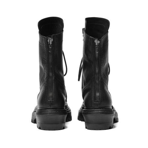 JULIUS 957FWM2 Black / Side Zip Race Up Boots