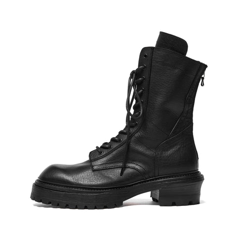 JULIUS 957FWM2 Black / Side Zip Race Up Boots