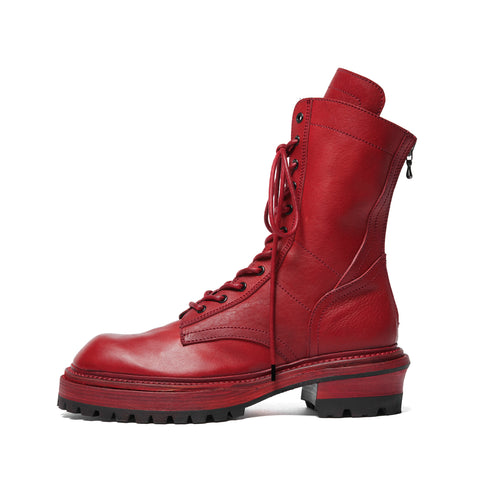 JULIUS 957FWM2 Red / Side Zip Race Up Boots
