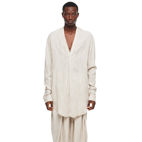 JULIUS 957SHM4 Sand / Slit Neck Shirt