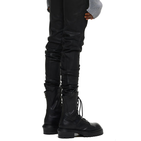 JULIUS 957FWM2 Black / Side Zip Race Up Boots