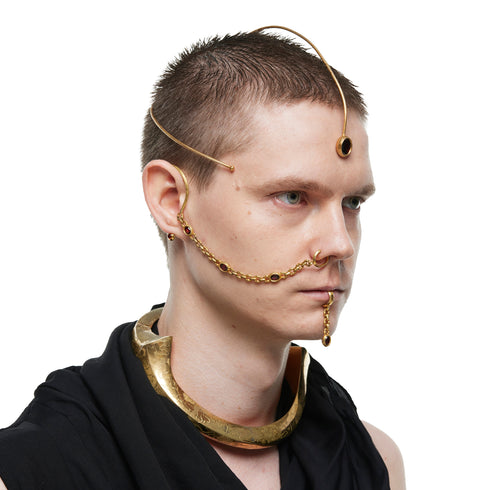 JULIUS 077ACU39 CRACKED GOLD / Thorn Chain Lip Cuff