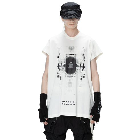 JULIUS 907CPM3 Off White / Europa Graphic Sleeveless T-Shirt