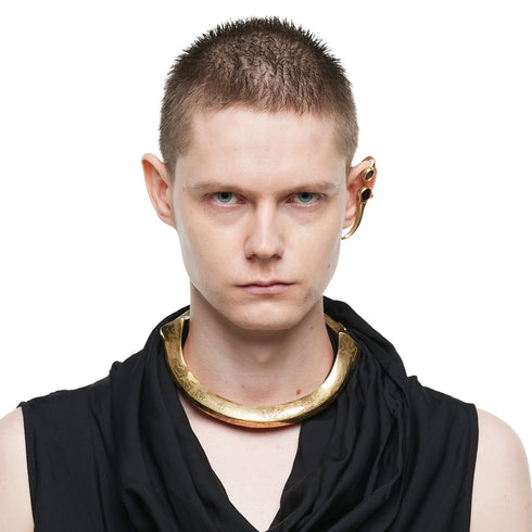 JULIUS 077ACU36 CRACKED GOLD / Horn Ear Cuffs Left