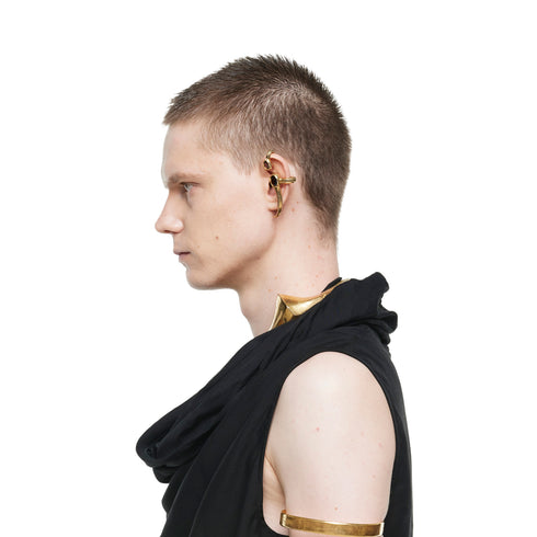 JULIUS 077ACU36 CRACKED GOLD / Horn Ear Cuffs Left