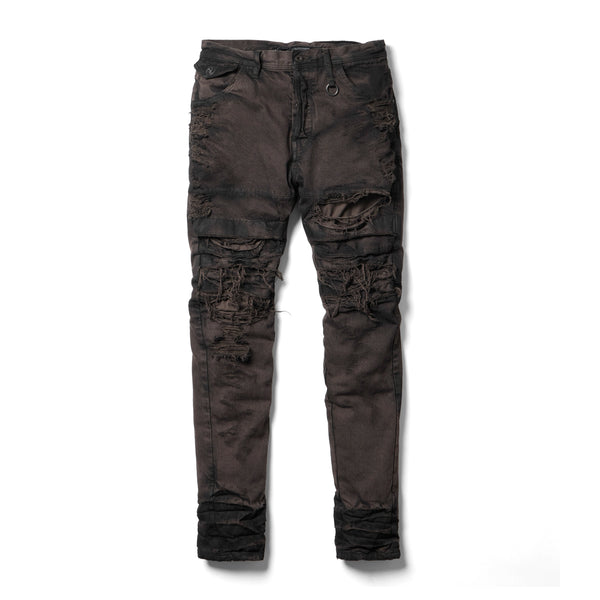 JULIUS 917PAM2-BW Dark Brown / Destroyed Biker Pants