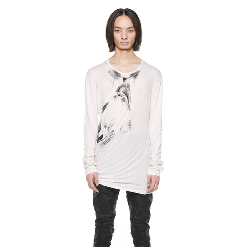 JULIUS 927CPM2 Off White / Numinous Print Cueved Top