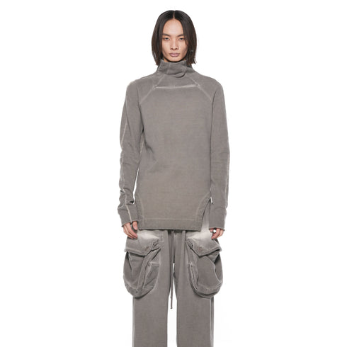 JULIUS 927CUM2 Cement / Arched Hem High Neck Top