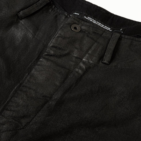 JULIUS 927PAM8-C Black / Coated Destroy Baggy Pants