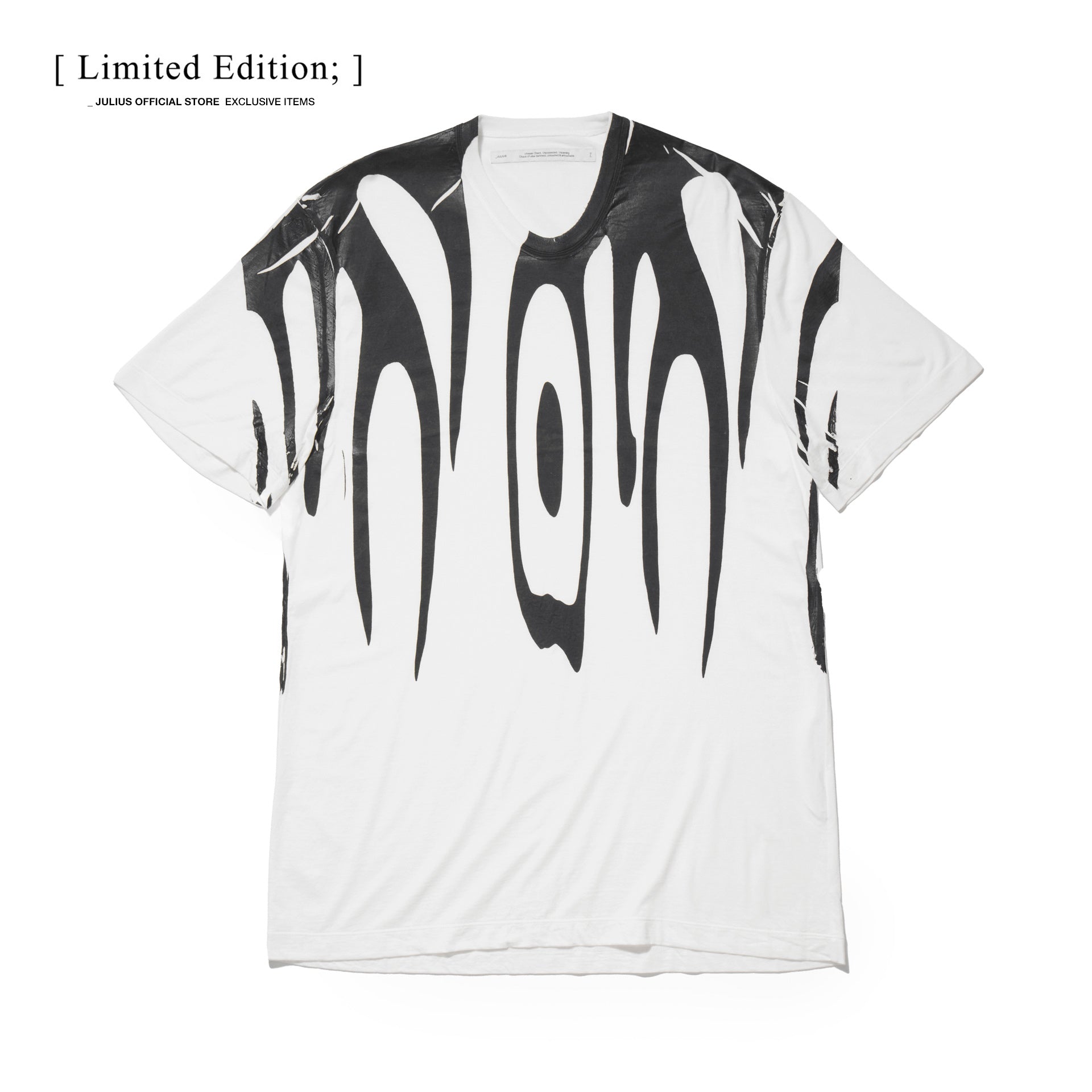 【JULIUS】WHITE COTTON SZ JERSEY T-SHIRT ユリウス JULIUS Cotton SZ Jersey Printed Short Sleeve T